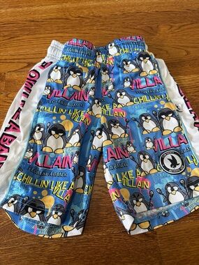 flow society- Blue Penguin lax Print Kids' Shorts - Villain Graphic